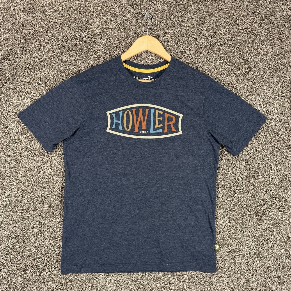 Howler Bros T-Shirt Mens M Blue Short Sleeve Cotton Blend Graphic Print Crewneck